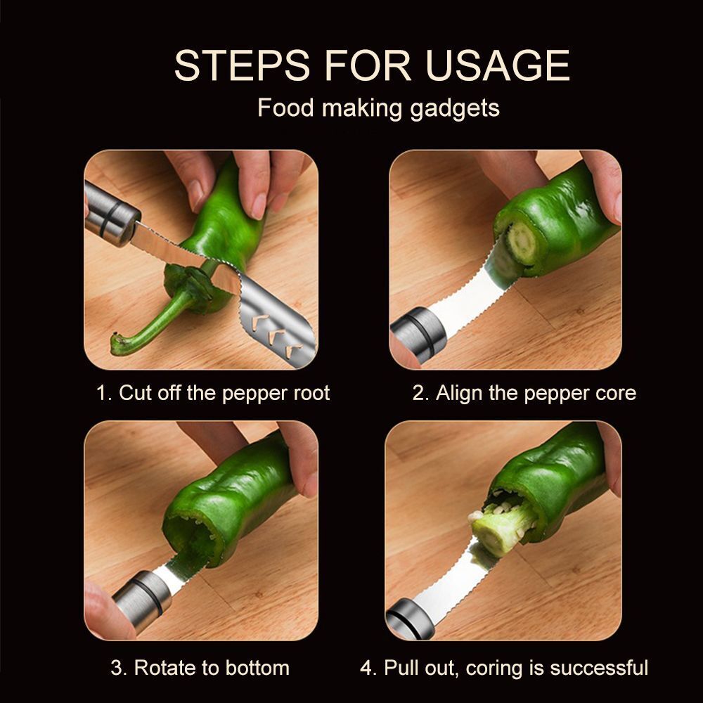 Pepper To Core Household Core Remover Vegetable Slicer Deseeder Tool Cut Pepper
