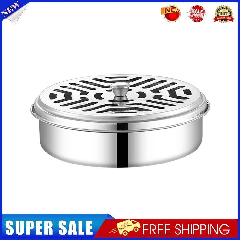 Mosquitoes Coils Holder Stainless Repellant Rack Incense Burner Box w/Cover