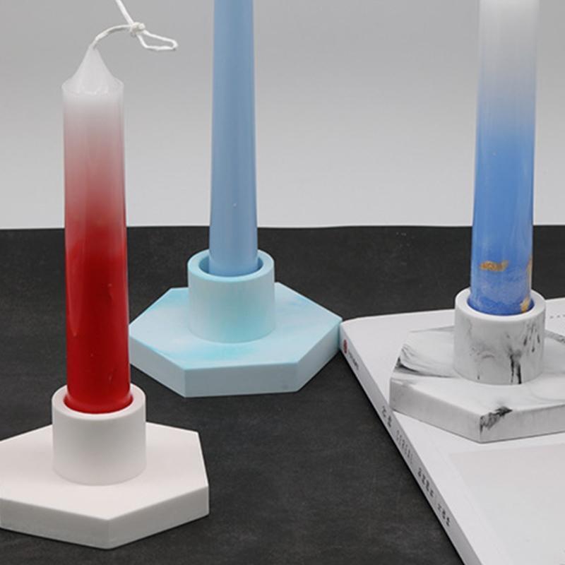 Hex Rod Candlestick Base Silicone Mold Holder Candlestick Mould for Round Candle