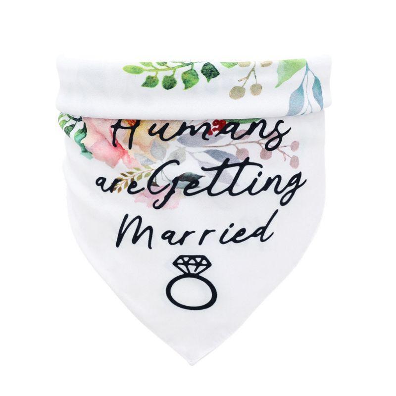 Pet Dog Bandana My Humans are Getting Married Floral Wedding Triangle Bibs Scarf