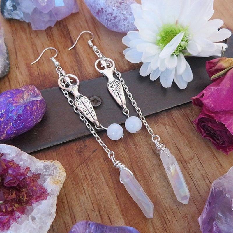 Creative Moonstone Drop Dangle Earrings Ear Stud Jewellery Reiki Energy Healing
