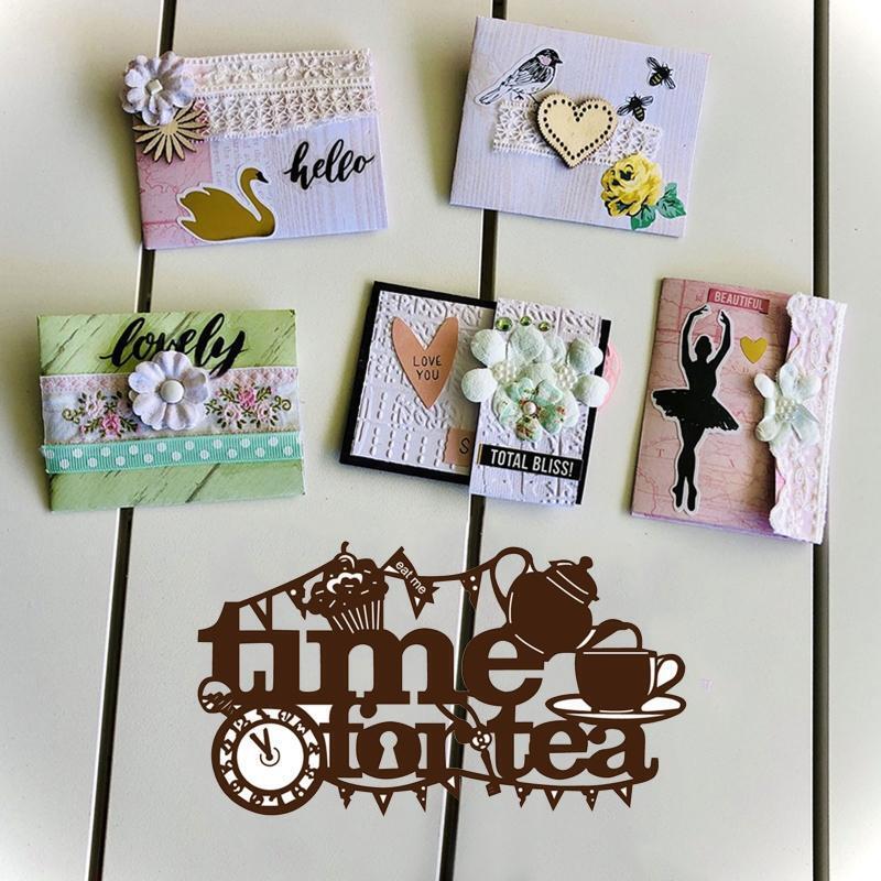 Time for Tea Letters Bunting Metal Cutting Dies Stencil DIY Embossing Template