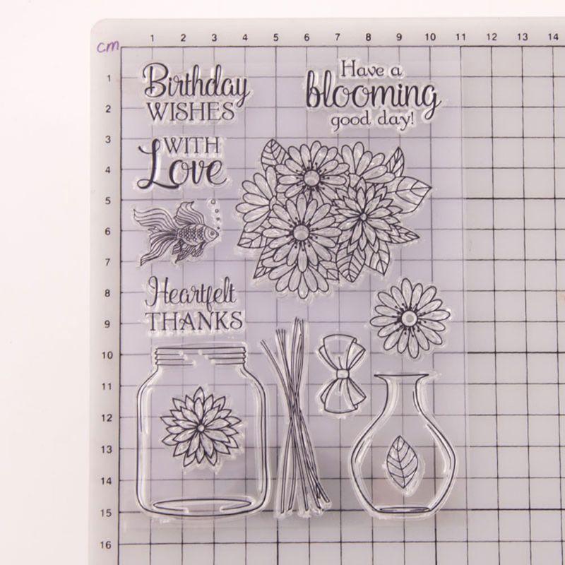 Flower Vase Silicone Clear Seal Stamp DIY Scrapbooking Emboss Photo Album Card