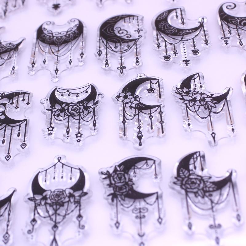 Moon Flower Star Clear Stamp Seal Handmade Crafts Embossing Decor