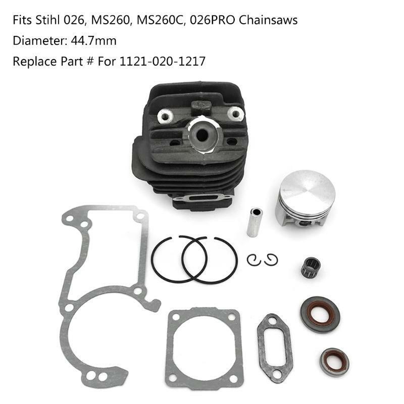 44.7mm Big Bore Cylinder Piston & Oil Seal Gaskets Kit Fit For 026 026PRO MS260