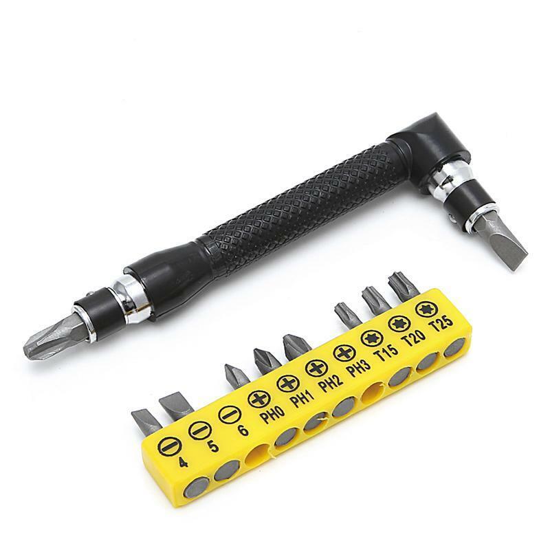 10 in 1 Socket Screwdriver L-shaped Angle Head Twin Wrench Driver Torx Flat Bit