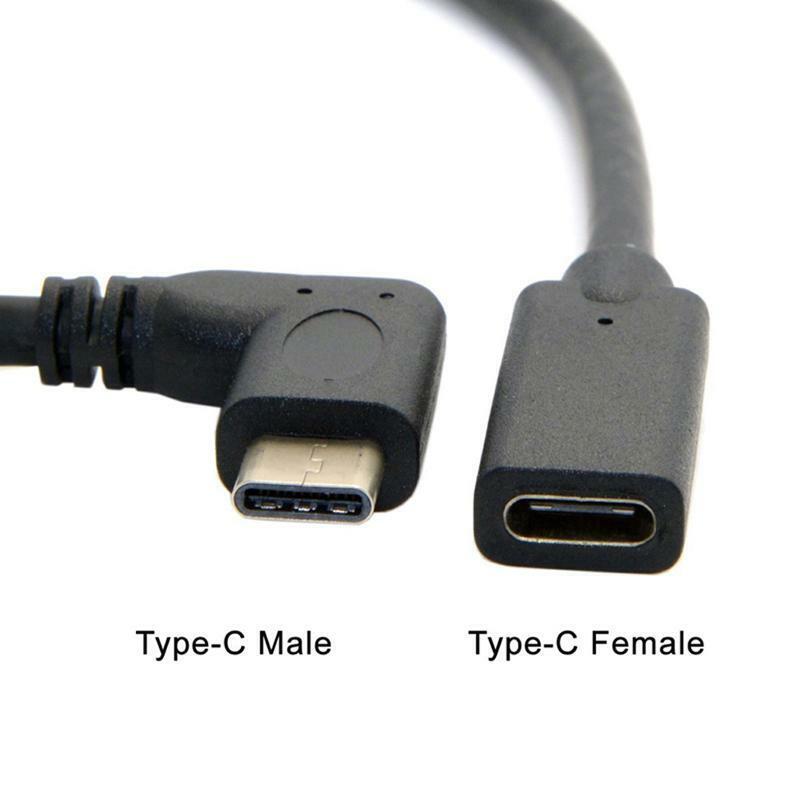 90 Degree Right Angle USB 3.1 Type C Male To Female Extension Data USB-C Cable