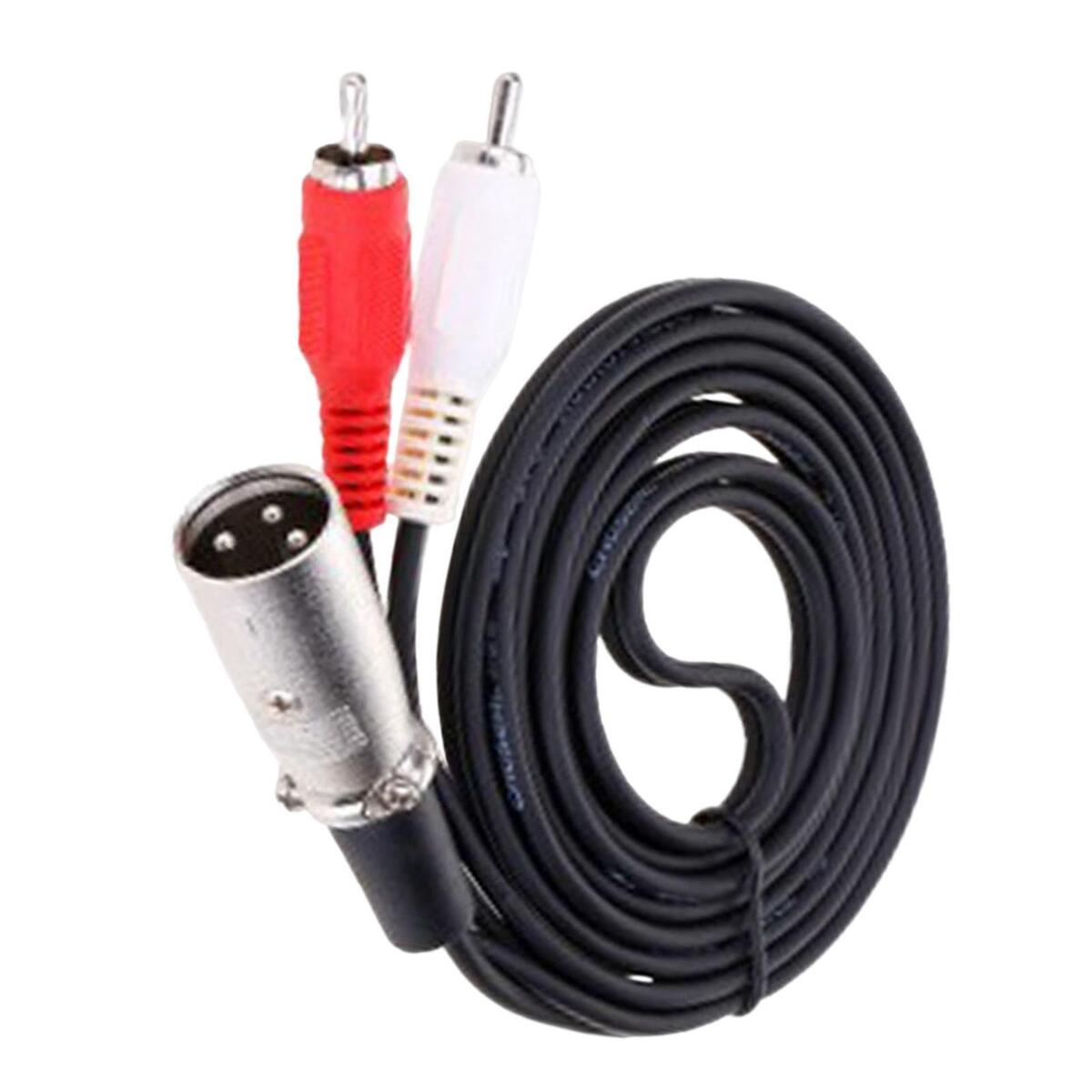 Pro XLR 3 Pin Male to Dual RCA Male Plug Cable Adapter Mic Audio Y Splitter