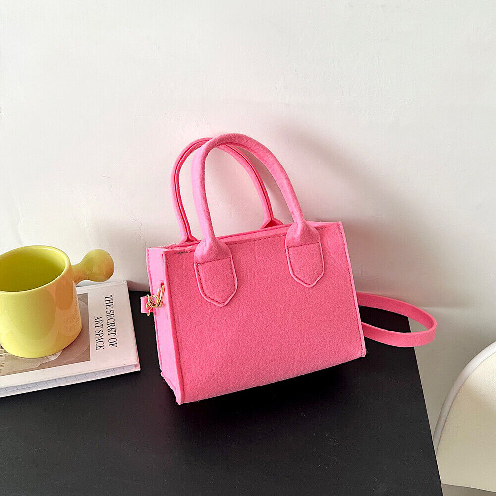 Felt Shoulder Message Bag Pure Mini Purse Crossbody Tote Handbag (Rose red)