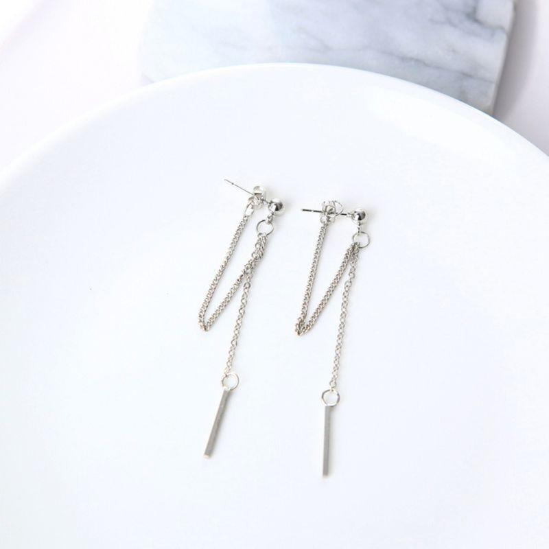 Kpop Korean Drop Earrings Double Tassel Chain Bar Dangle Earrings Fashion Gift