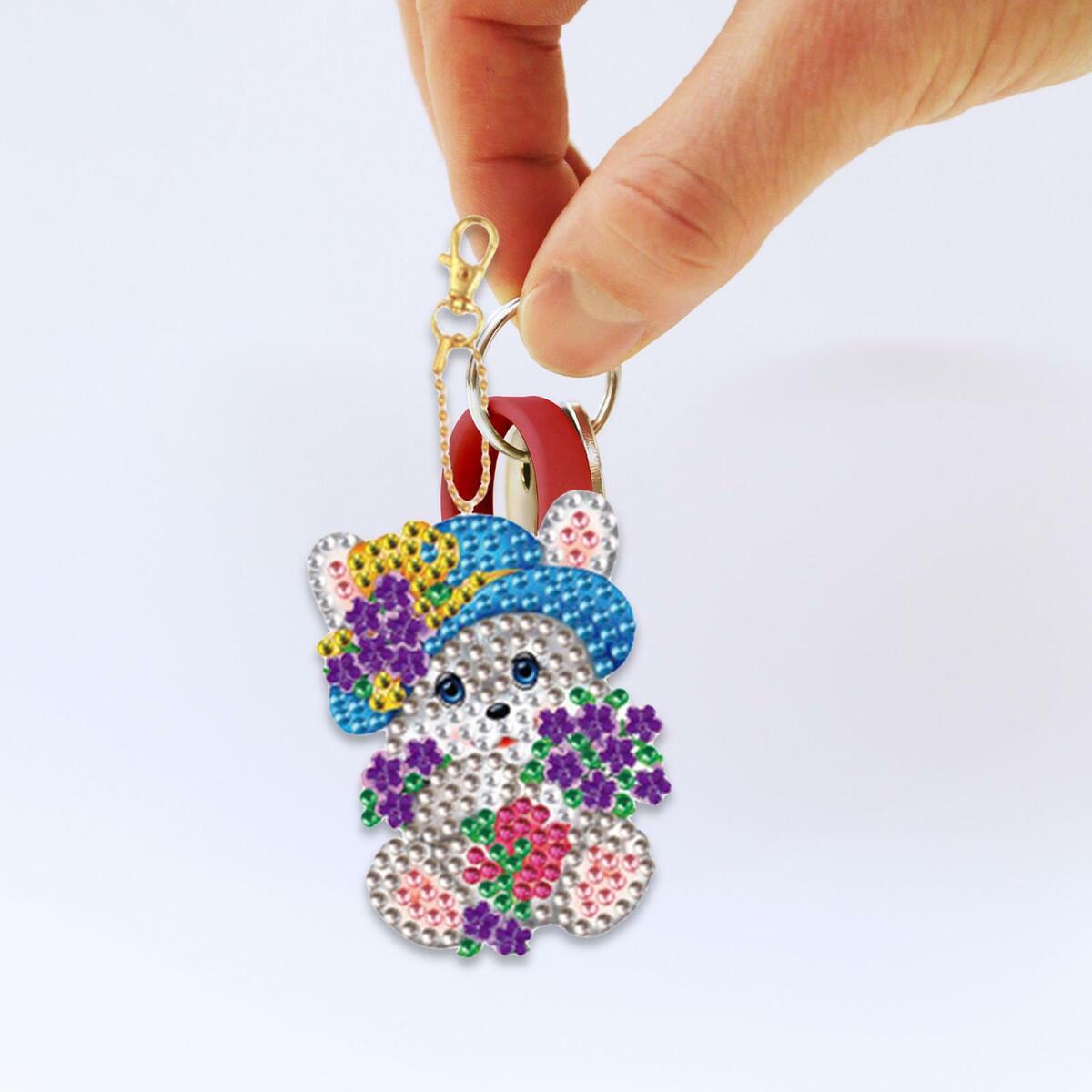 20 pieces DIY  Keychains Egg Rhinestone Key Ring Pendants