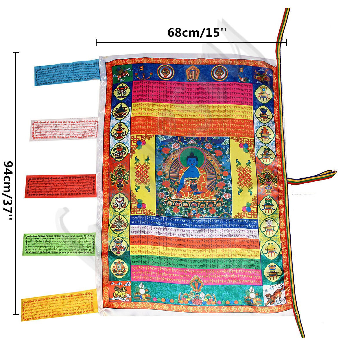 Tibetan Style Buddhism Flag Silk Wind Horse Tibetan Medicine Buddha Prayer Flag