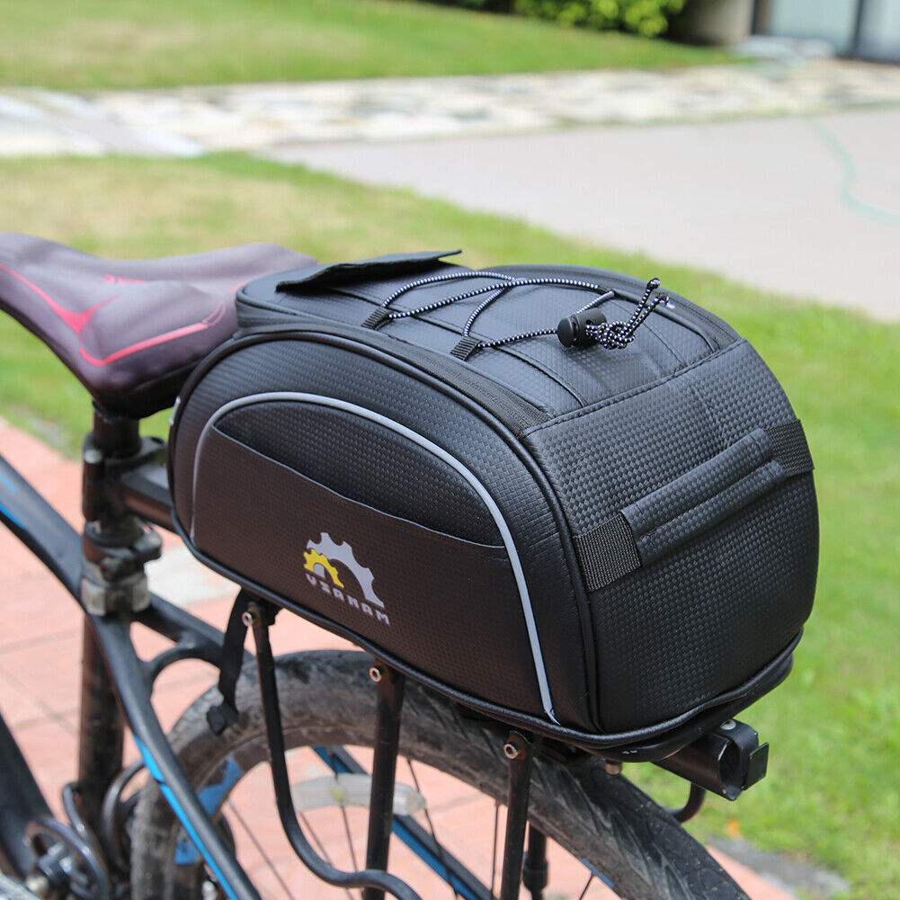 Carbon Fiber Large Waterproof MTB Bicycle Reflective Rear Rack Pannier Bags