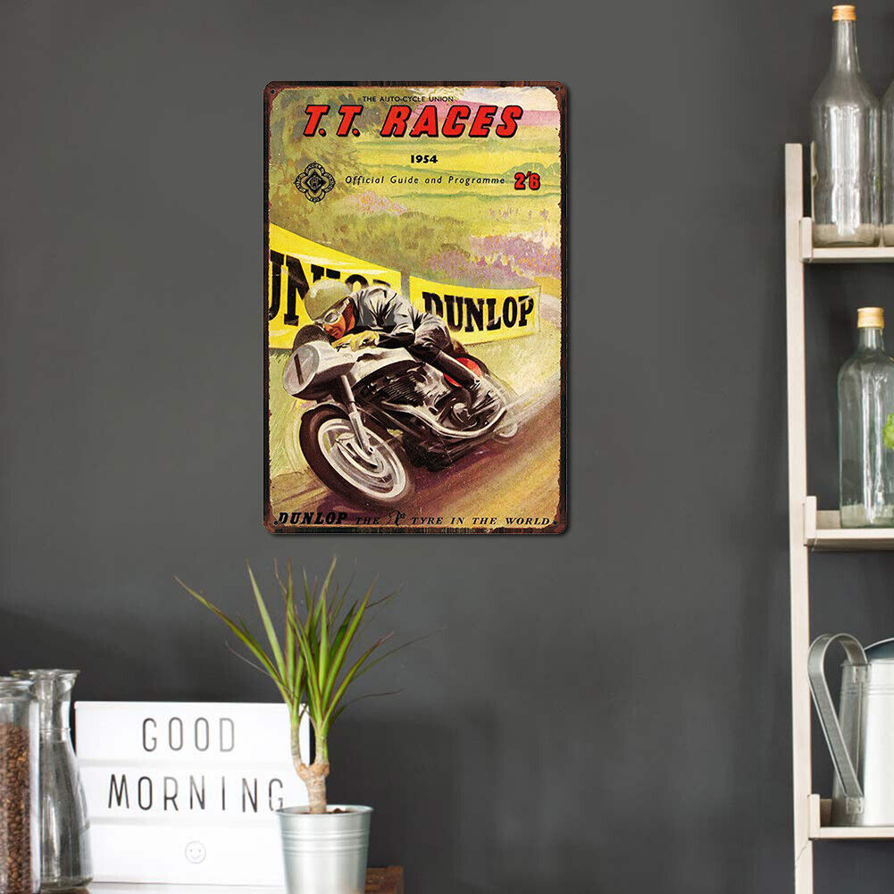 Rectangular Motorcycle Race Metal Plate Painting Pub Tin Plaques Wall Sign