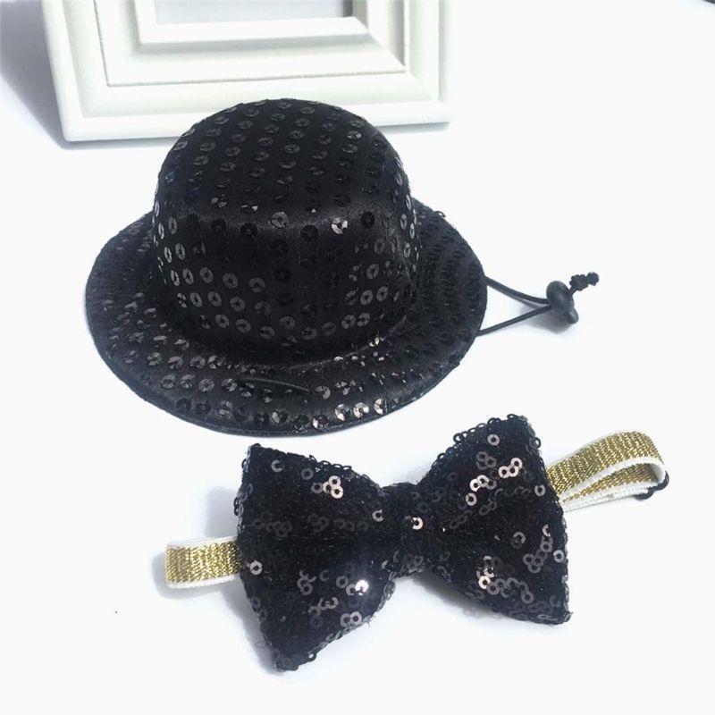 Dog Top Hat & Bow Ties Pet Birthday Costumes Set for Cat Dog Christmas Birthday