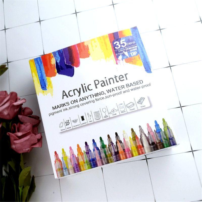 35pcs Acrylic Permanent Paint Marker Pen for Ceramic Rock Glass Porcelain Mug