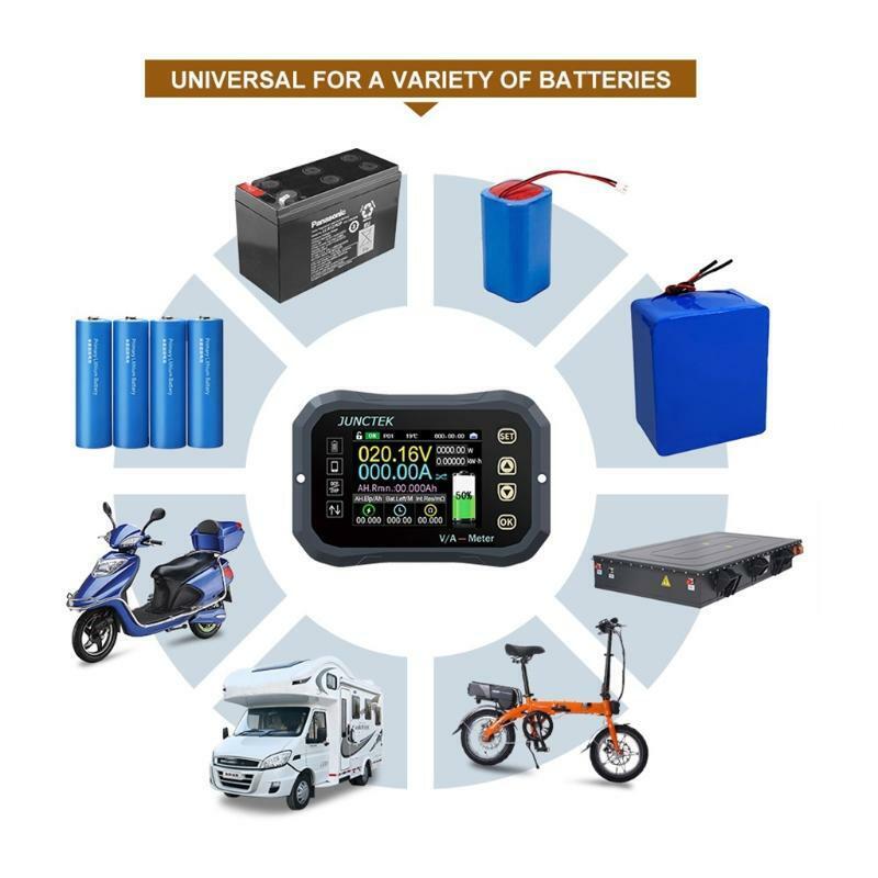 Battery Coulometer with Voltage Current Display Power Temperature KW Gauge Meter