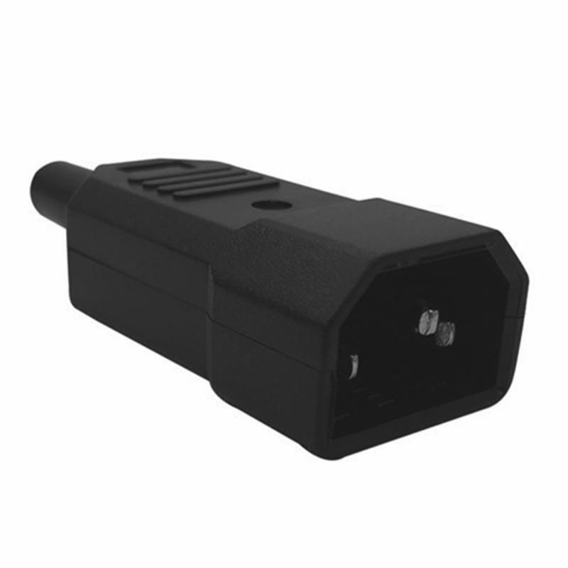 DIY 10A 250V Black IEC C14 Male Plug Rewirable Power Connector 3 Pin AC Socket