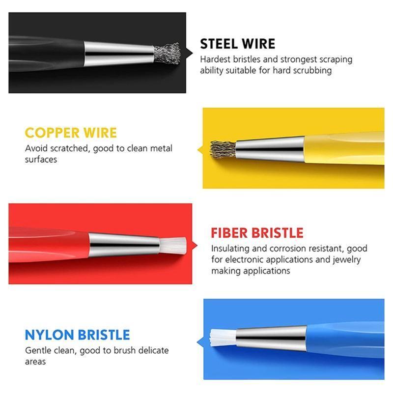 Portable Scratch Brush Pen Set Fiber-glass Steel Brass Nylon Pen Style Sanding