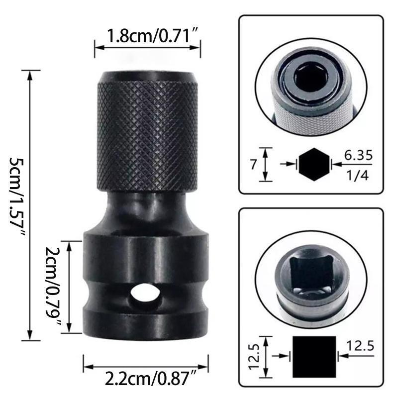 3x/Set Durable 1/2 Square to 1/4 Hex Socket Adapter Converter for Impact Wrench