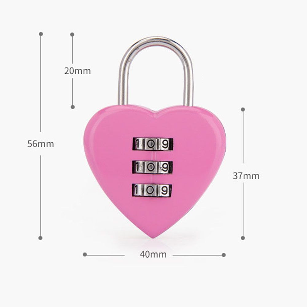 3 Digits Number Password Lock Color Padlock Heart Shape Combination Padlock