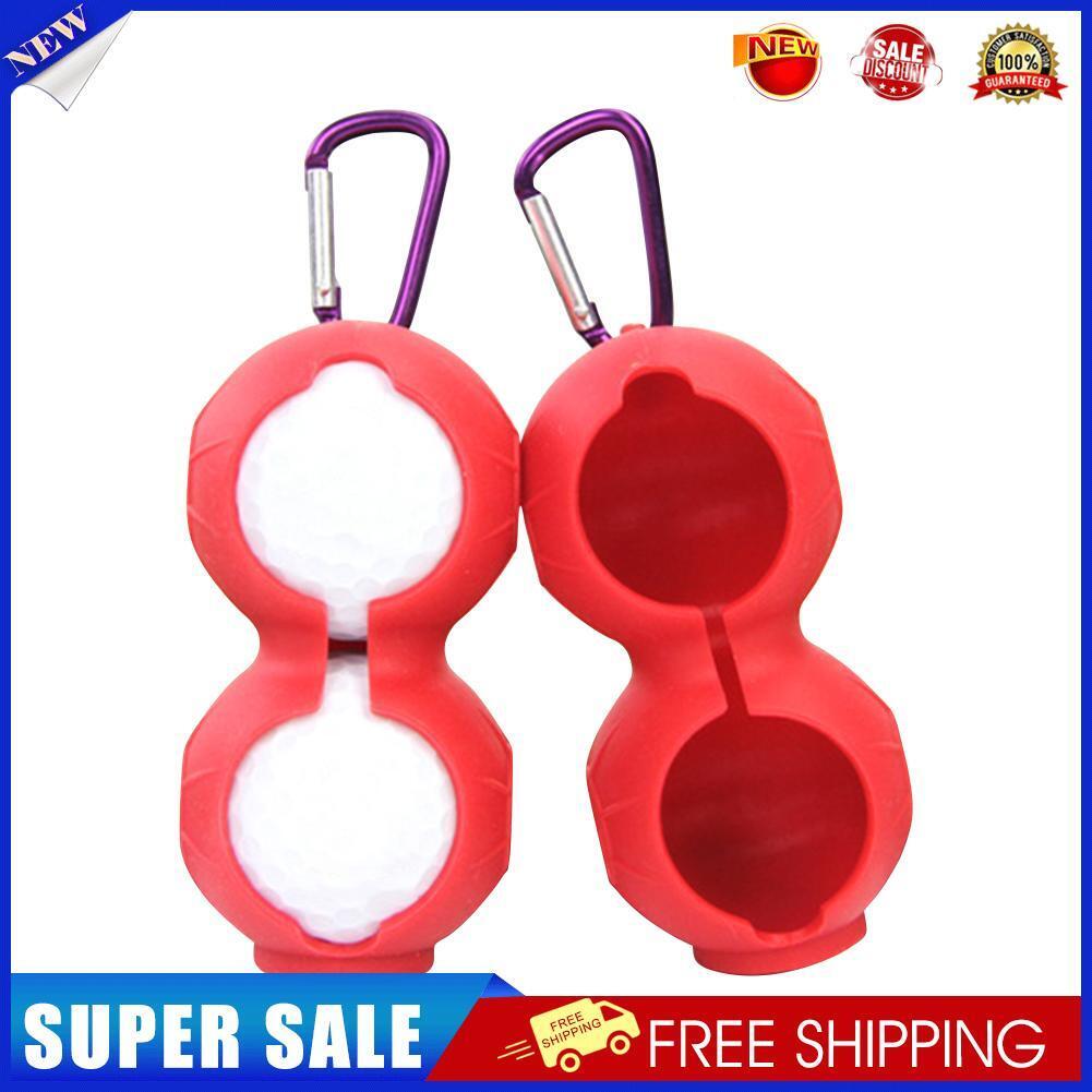 Sports Silicone Double Golf Ball Protective Cover with Carabiner (Red)