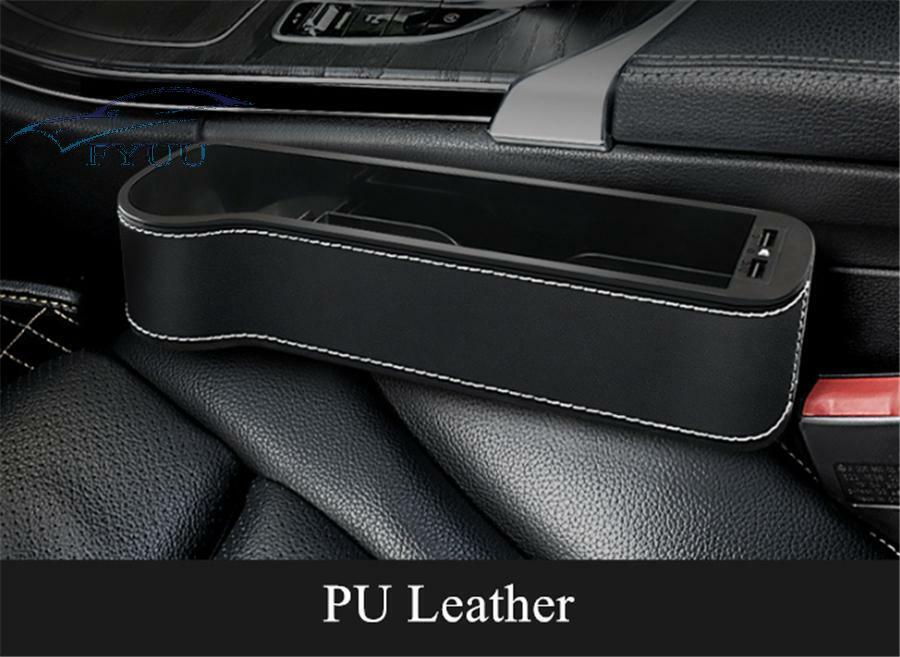 2 Pcs 7 Colors LED Atmosphere Light Car Seat Storage Box Dual USB Charging Port
