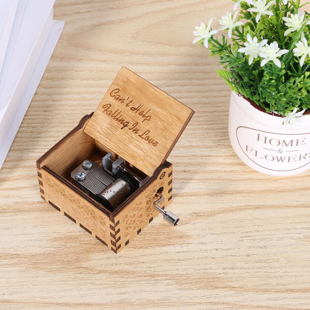 Handmade Wooden Carving Music Box Romantic Theme Birthday Decoration