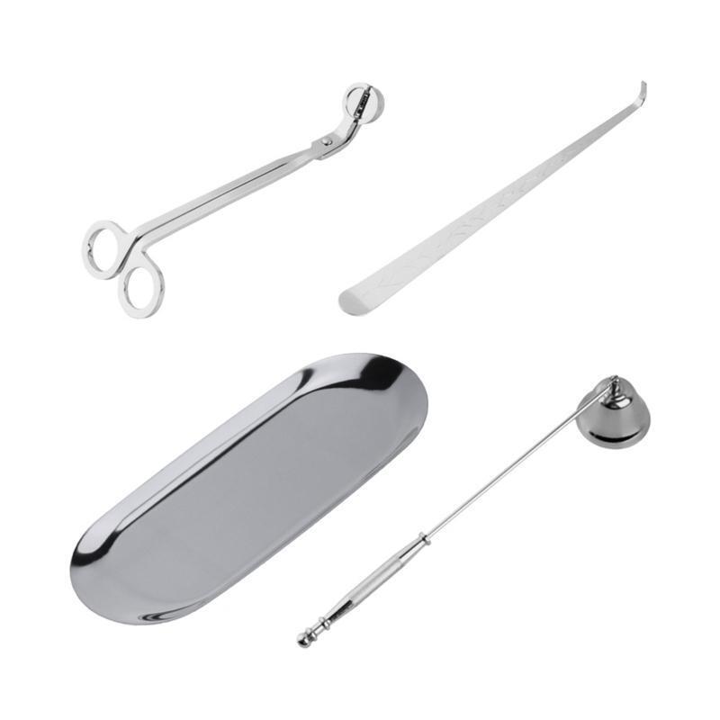 4Pcs Candle Accessories Set Wick Snuffer Trimmer Dipper and Storage Tray Plate