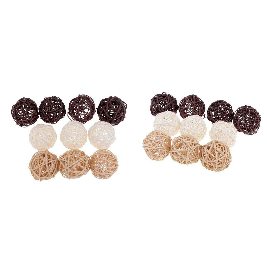 50x Wicker Rattan Balls Ornaments Bowl Ornaments  Fillers Supplies