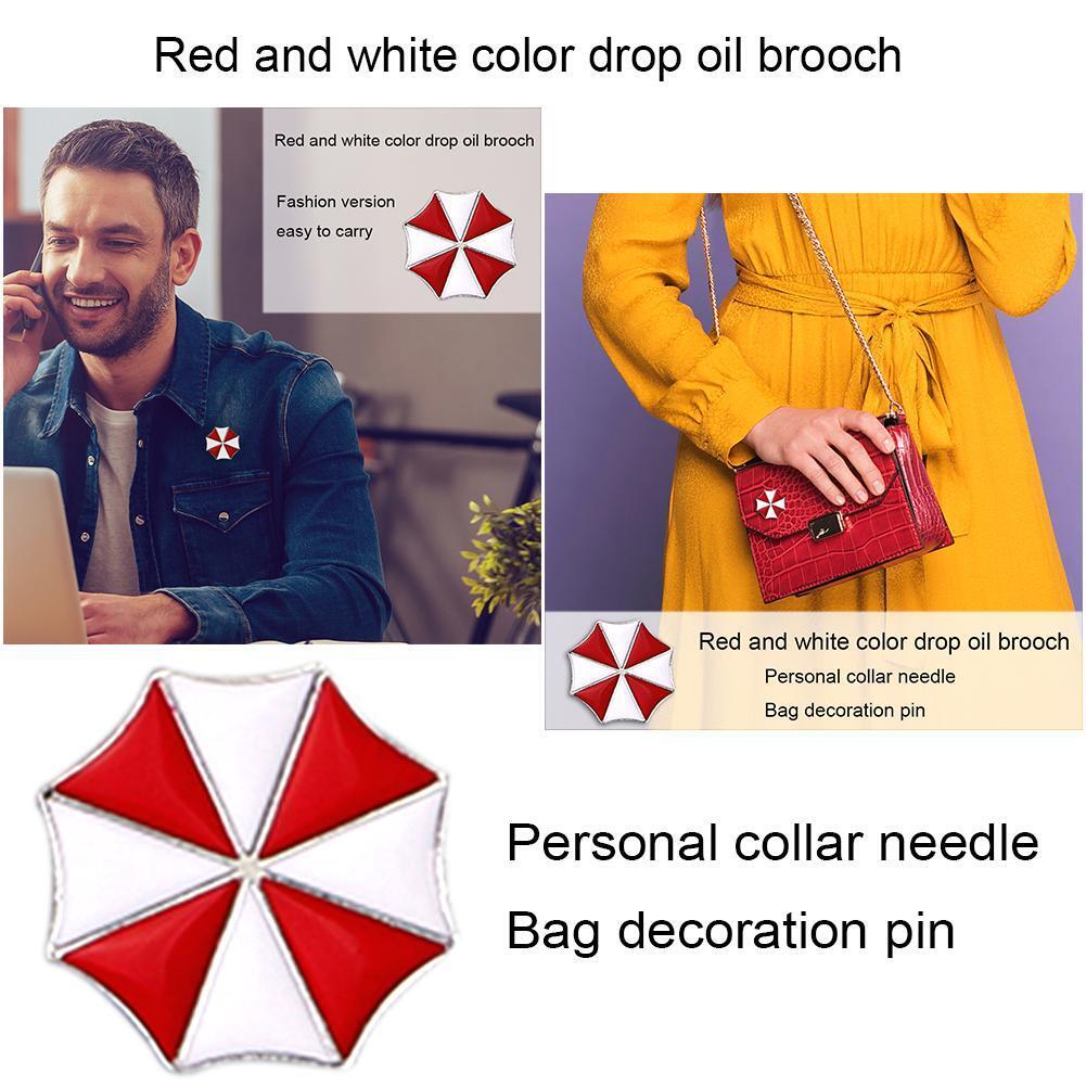 Creative Red White Hit Color Brooch Badge Umbrella Pins Jacket Jewelry Gift