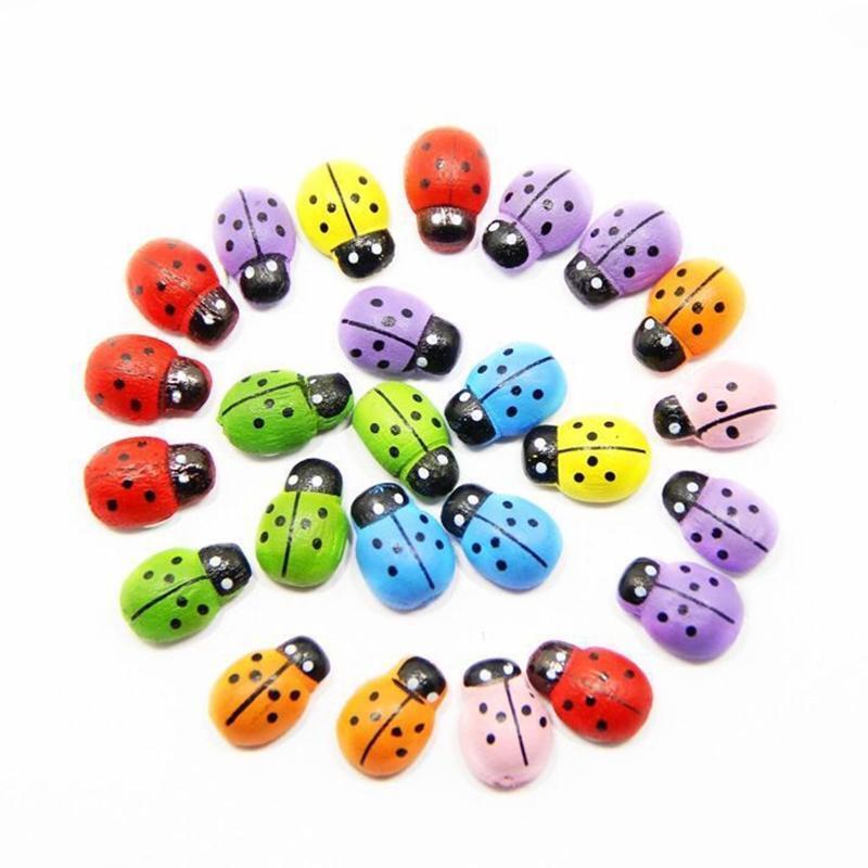 100 Pcs Tiny Wooden Bee Embellishments Self-Adhesive Painted Flatback Bumble Bee