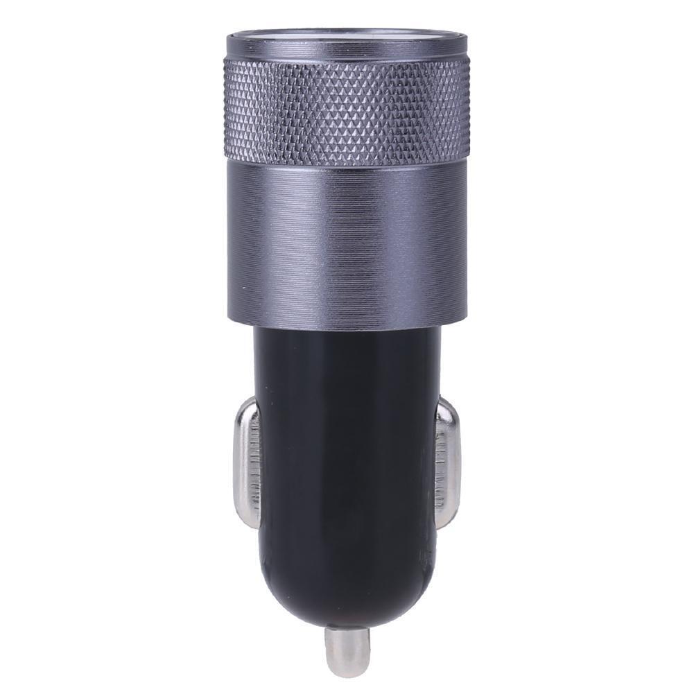 Metal Dual USB 2.1A Car Cigarette Lighter Adapter Charger(Gray+Black)