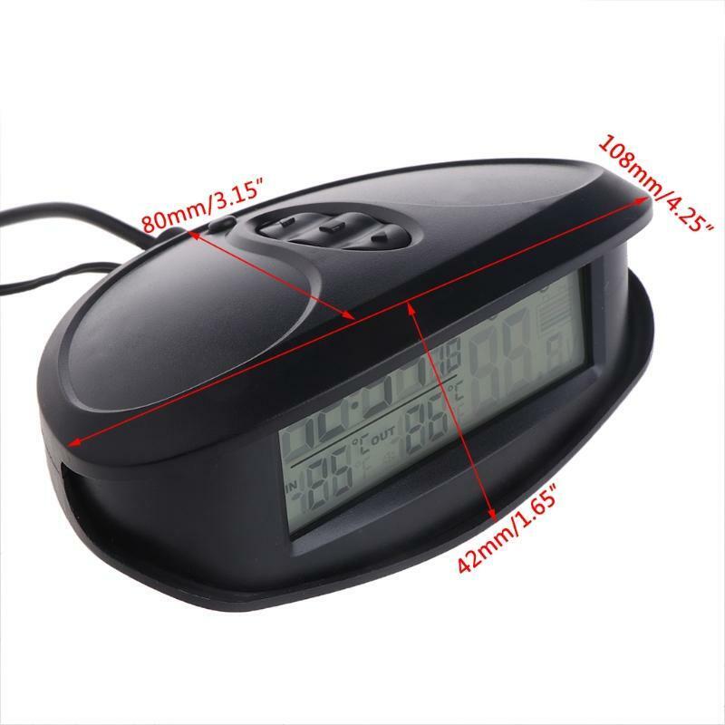 Digital Car In & Outdoor Thermometer Voltmeter Time Clock  Alarm Backlight EC98