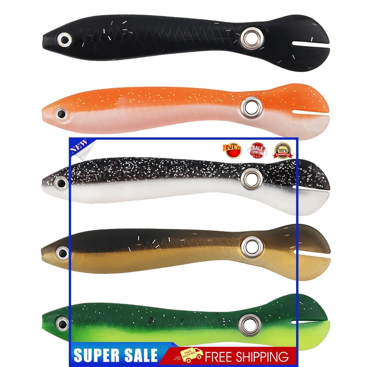 Fishing Bait Soft Plastic Paddle Tail Bass Shad Lure Swimbait 3.94in 5pcs
