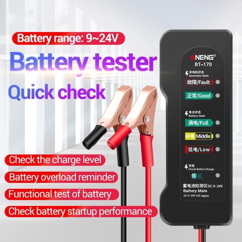 Car Battery Tester with LED Indicators Digital Multi Functions Alternator Tester
