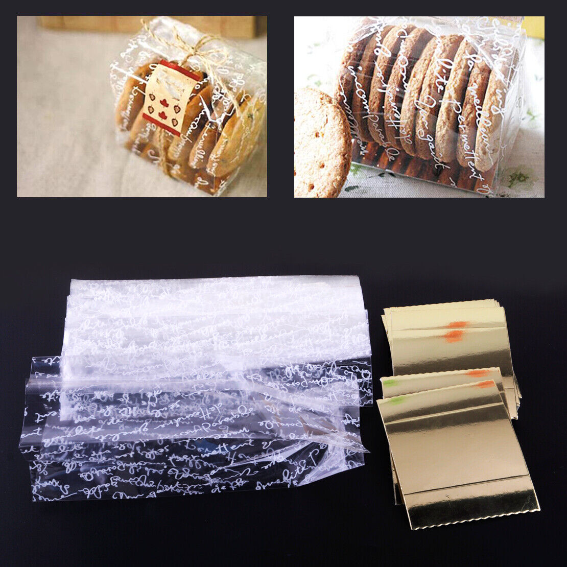 50 Cellophane Bags Gusset Wedding Xmas Biscuit Cupcake Sweet Party Favor Wrap Li