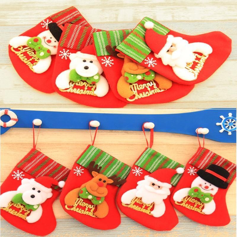 Christmas Santa Socks Cute Ornaments Festival Party Xmas Tree Hanging Decoration