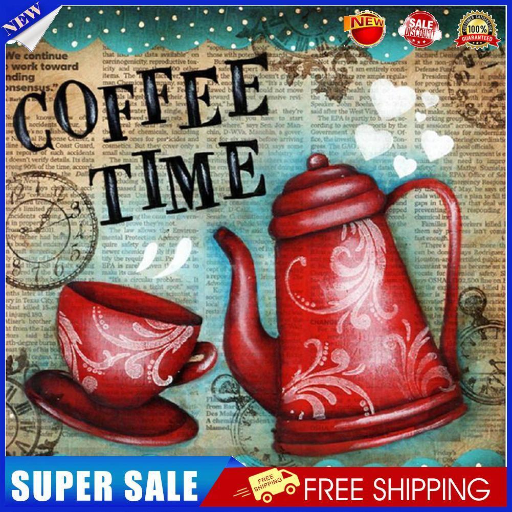 30x30cm Diamond Painting Kits Full Round Coffee Time DIY Picture Home Decor