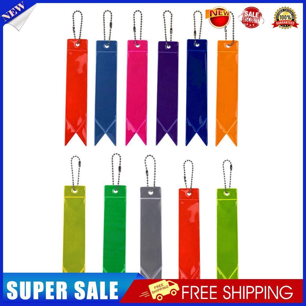 11pcs Safety Night Reflective Pendants Bag Backpack Keychain Car Warn Strip