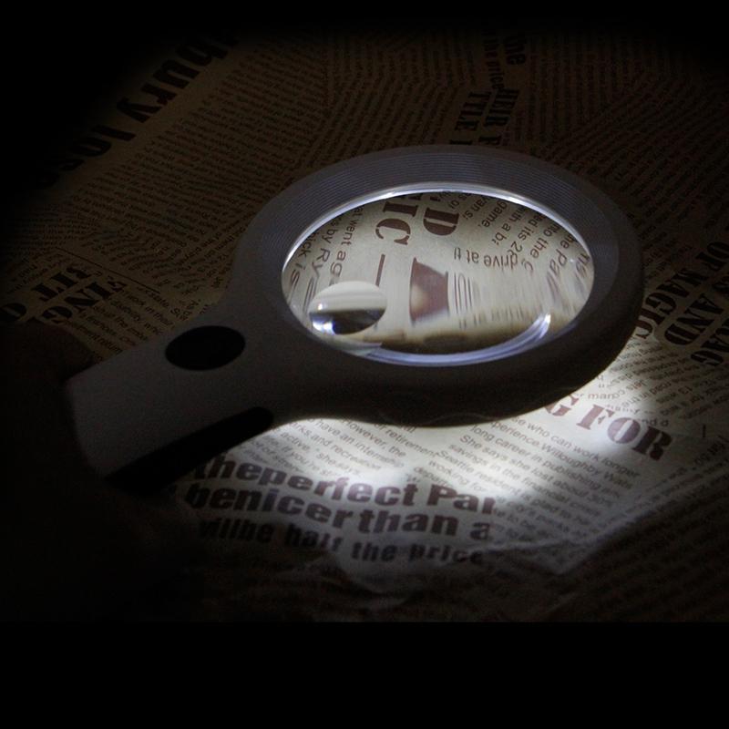 10X Handheld Magnifier Magnifying Glass Lens Loupe 8 LED Light With Money Detect