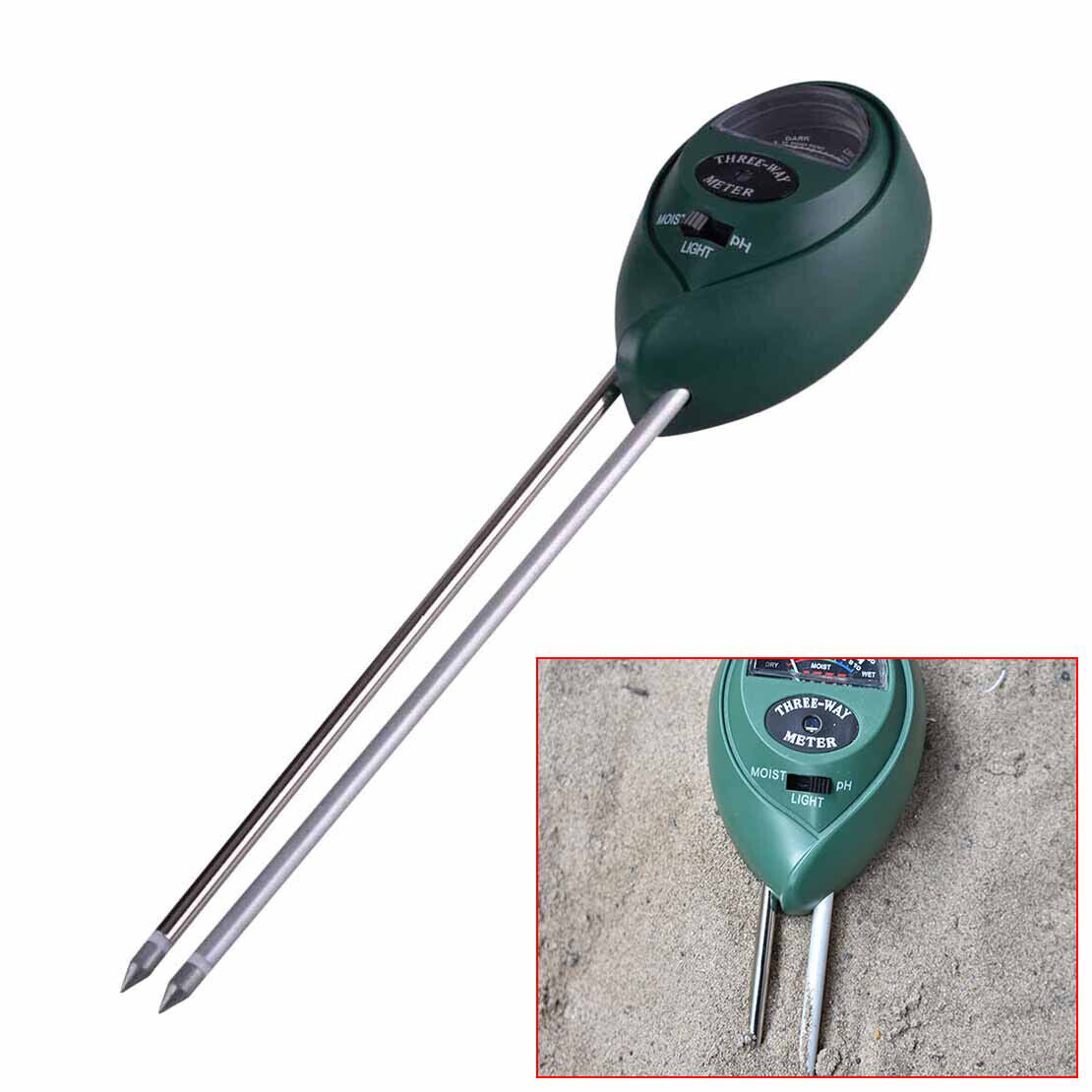 Moisture Light Sensor 3In 1 Soil Monitor PH Tester Meter fr Plant Garden Lawn Li
