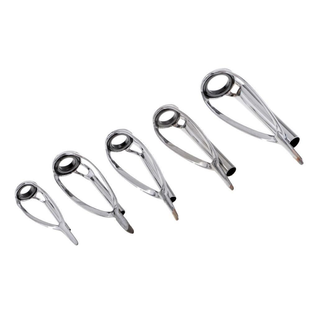Set of 5 Fishing Rod Guides  Eye Ring DIY Rod Repair Kits Mixed Sizes