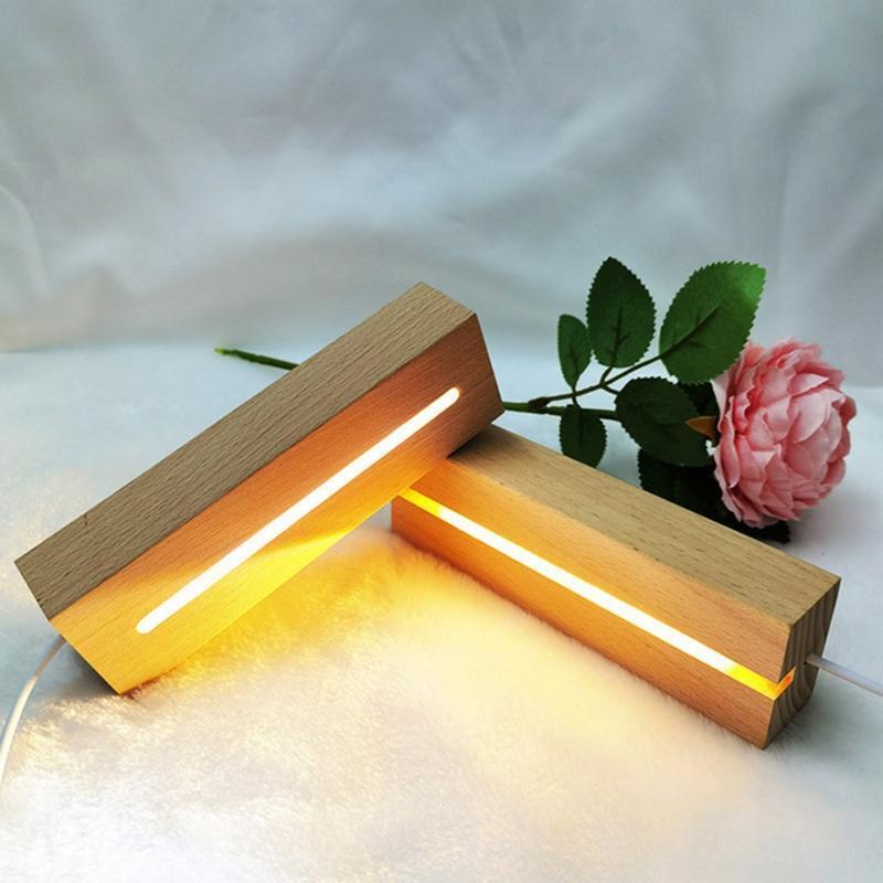 Natura Lights Lamp Holder Wooden Craft for Crystal Glass Wood Lighted Base Stand