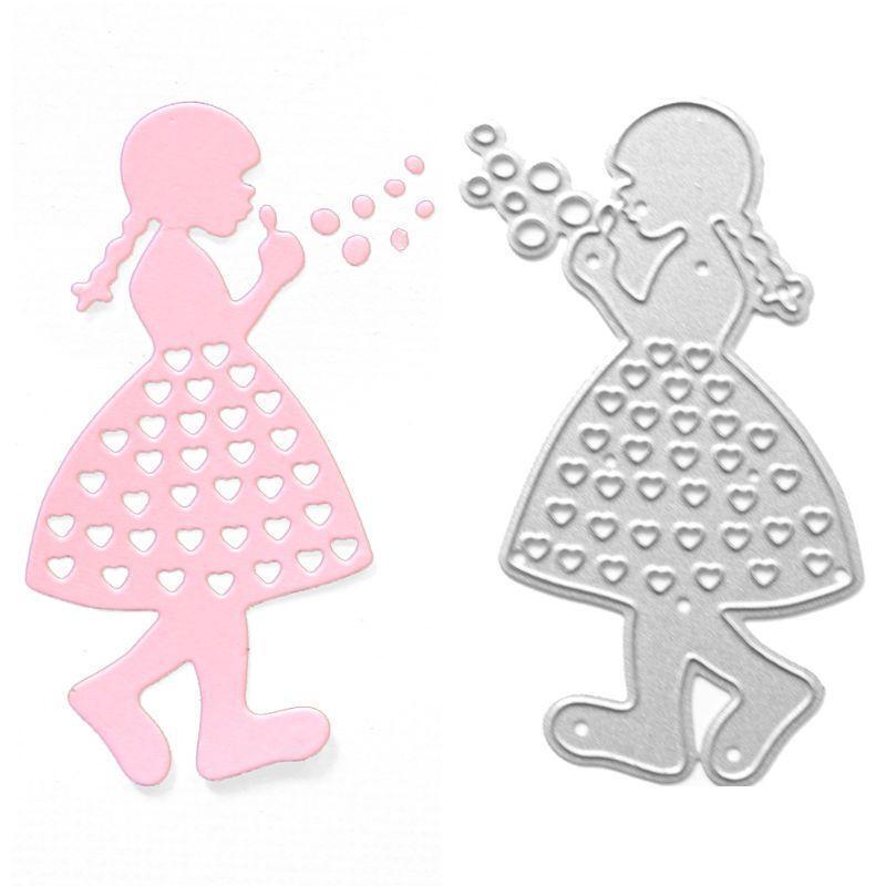 Little Girl Blowing Bubbles DIY Handicrafts Cutting Dies Metal Cutting Stencils