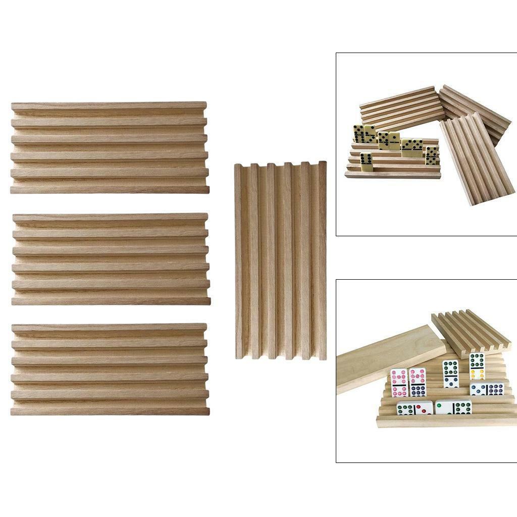 4Pcs Unfinished Wooden Tile Trays Organizer Holder for