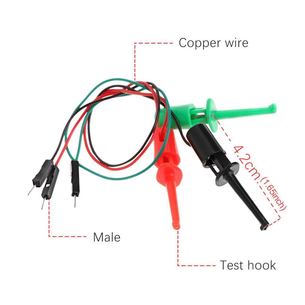 3pcs Test Hook Testing Clip Transistor Tester with Male Head DuPont Line