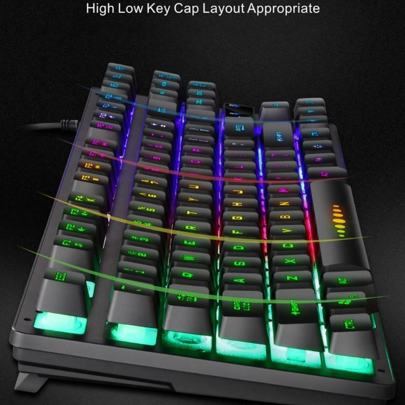GK-10 Wired 87 Keys Mechanical Gaming Keyboard RGB Backlit for PC Gamer