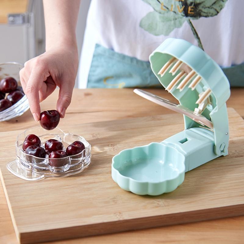 Cherry Pitter Cherry Corer 6 Groove Cherries Stone Remover Tool Container