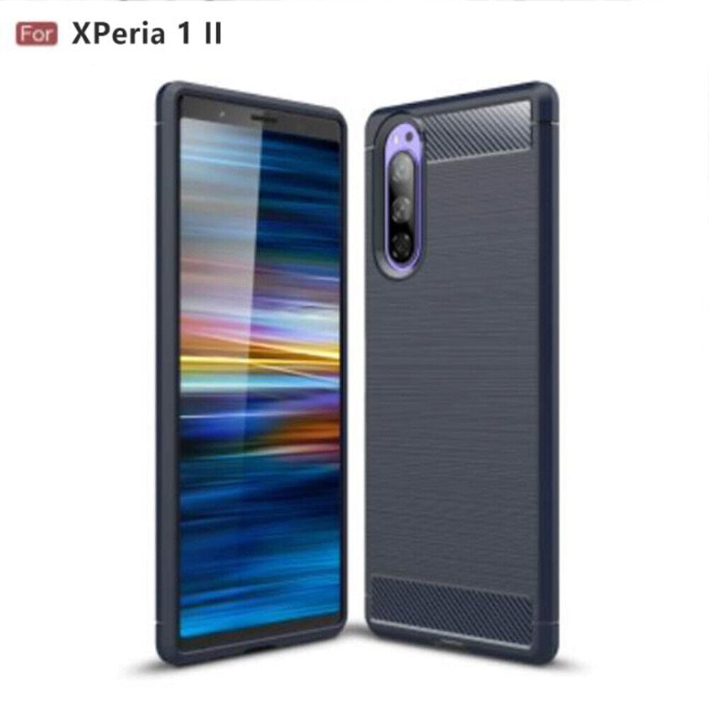 Carbon Fiber Soft TPU Protective Cover Cell Phone Case for Sony Xperia 1 II